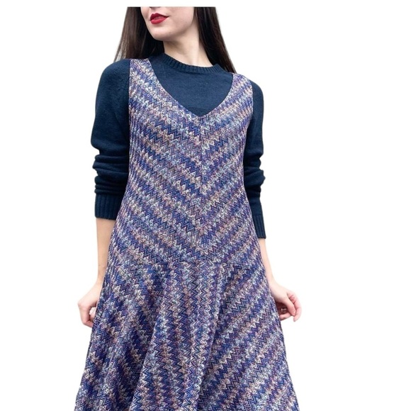 Maeve Anthropologie Westwater Knit Chevron Multi Color Drop Waist Dress - Picture 8 of 13